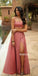 Two Pieces A-line Charming Slit Long Soft Satin Bridesmaid Dress, FC7052