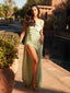 Gorgeous Mermaid Side Slit Long Soft Satin Bridesmaid Dress, FC7054