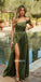 Charming A-line Slit Off Shoulder Soft Satin Bridesmaid Dress, FC7055