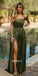 Charming A-line Slit Off Shoulder Soft Satin Bridesmaid Dress, FC7055