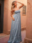Spaghetti Straps A-line Soft Satin Backless Long Bridesmaid Dress, FC7058