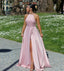 Halter A-line Soft Satin Backless Floor-Length Bridesmaid Dress, FC7060
