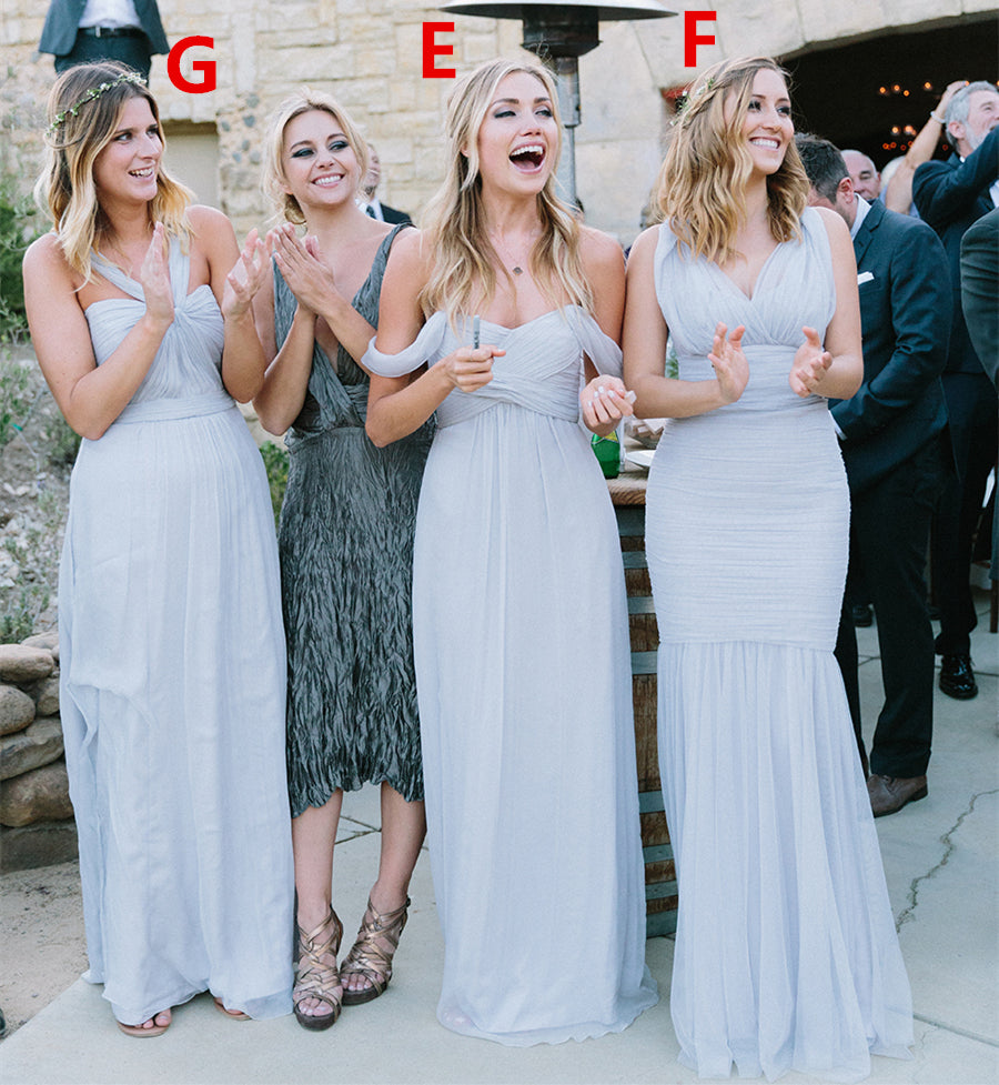 Mismatched Different Styles Chiffon Light Blue A Line Cheap Bridesmaid Dresses, WG104