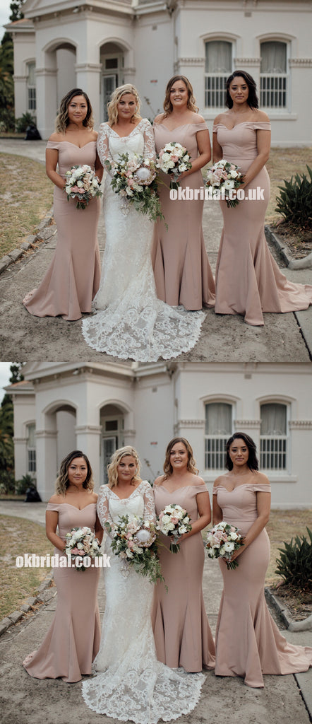 Beautiful Off Shoulder Mermaid Double FDY Backless Bridesmaid Dresses, KX1376