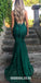 Green Charming Lace Beaded Backless Prom Dress, Mermaid V-Neck Prom Dress, KX471