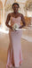 Spaghetti Straps Mermaid Backless Soft Satin Bridesmaid Dress, FC5957