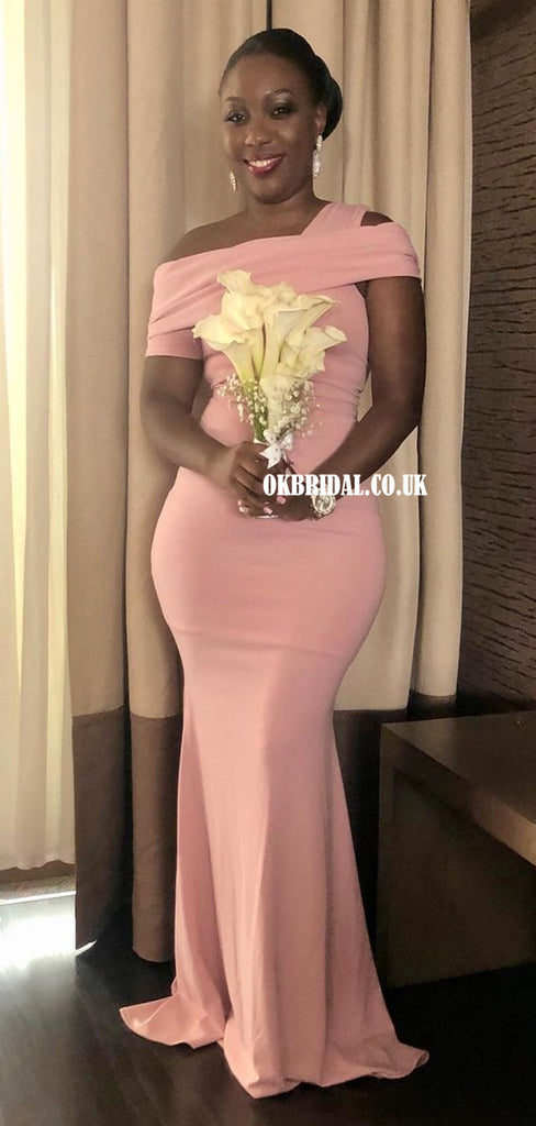 Mismatched Pink Jersey Long Floor-length Satin Bridesmaid Dress, FC5970