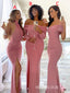 Charming Mismatched Mermaid Jersey Sexy Slit Long Bridesmaid Dress, FC6308