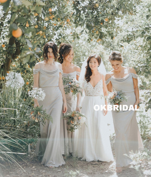 Charming Off Shoulder Bridesmaid Dresses, Long Chiffon Bridesmaid Dresses, KX974