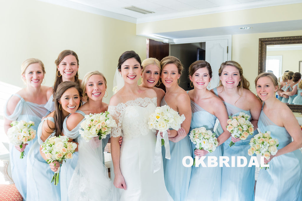 Cheap One Shoulder Bridesmaid Dress, Chiffon A-Line Bridesmaid Dress UK, KX1020