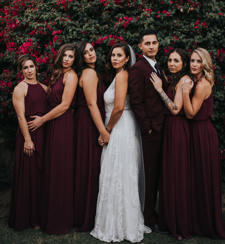 Affordable Chiffon Simple A-Line Sleeveless Long Bridesmaid Dresses, FC1408