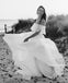 Charming Off Shoulder Chiffon A-Line Two Pieces Lace Wedding Dresses, FC1708
