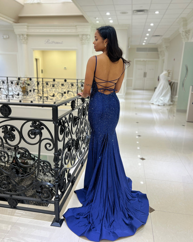 Gorgeous Mermaid Sparkle Beaded Backless Long Prom Dresses, OB110