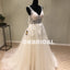 Charming Applique V-Neck Wedding Dresses, A-Line Backless Cheap Wedding Dresses, KX1090