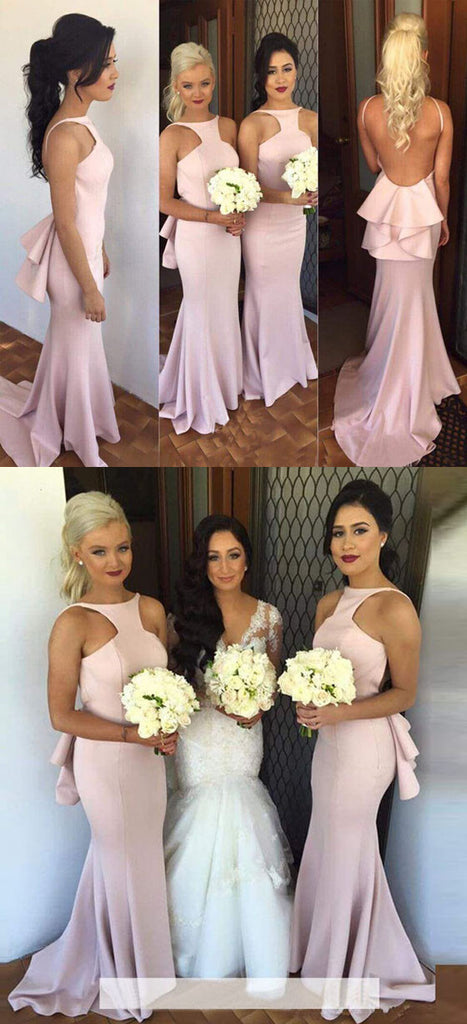 On Sale Popular Charming Open Back Sexy Mermaid Long Bridesmaid Dresses for Wedding, WG011