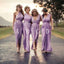 Charming Mismatched Pleating Different Styles Lilac Floor Length Cheap Wedding Guest Dresses, WG145