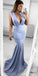 Sexy Deep V-Neck Mermaid Open-Back Sleeveless Prom Dresses, FC1571