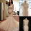 Stunning Pink Two Pieces Long Sleeve Sweetheart Mermaid Appliques Wedding Dresses, WD0160