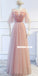 Simple Design Tulle Half Sleeve A-Line Cheap Open-Back Bridesmaid Dress, FC1698