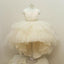 Ivory Satin Top Rhinestone Belt Hi-low Tulle Flower Girl Dresses,  Cheap Little Girl Dresses, FG028