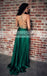 Sexy Spaghetti Straps Backless Prom Dress, Satin Slit Cheap Prom Dress, KX173