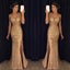 Gold Rhinestone Beaded Mermaid Evening Prom Dresses, Sexy See Through Party Prom Dress, Custom Long Prom Dresses, Cheap Formal Prom Dresses, 17052