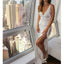 Charming Long Sleeve V-Neck Backless Applique Sexy Slit Wedding Dresses, FC1810