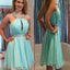 2017 Halter Mint Green off shoulder Chiffon simple freshman formal homecoming prom gown dresses, BD00182