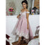 Charming Off Shoulder Applique High-Low Satin Backless Homecoming Dress, KX184