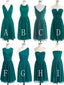 Teal Green Chiffon Mismatched Different Styles Knee Length Cheap Short Bridesmaid Dresses, WG185