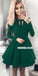 Forest Green A-line Jersey Long Sleeve Homecoming Dress, FC1866