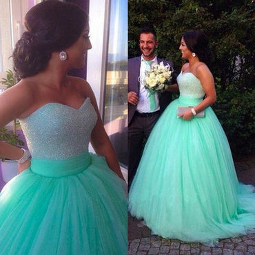 A line Green Ball Gown Evening Prom dresses, tulle prom dresses, prom dresses 2017, dresses for prom, sexy prom dress, 17018
