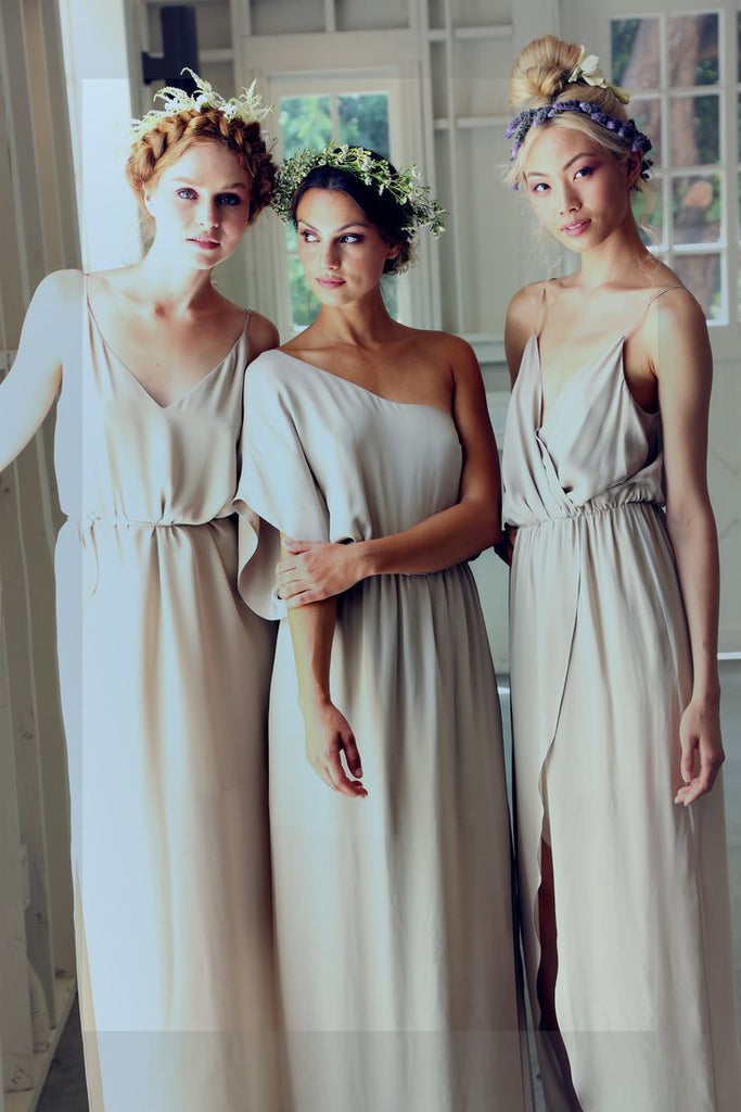 Simple Elegant Mismatched Different Styles Formal A Line Cheap Long Bridesmaid Dresses, WG198