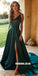 Gorgeous A-Line Slit Backless V-neck Prom Dresses, FC1984