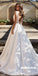 Elegant Lace A-line Backless Long Sleeveless Wedding Dress, FC1985