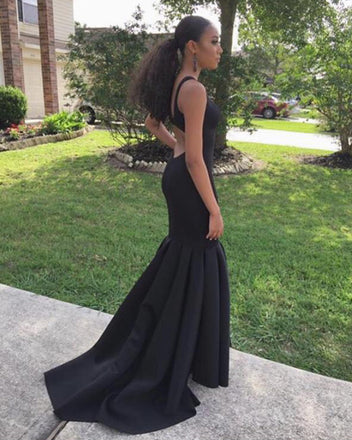 Charming Black Long Prom Dress, Sexy Mermaid Backless Jersey Prom Dress, KX209