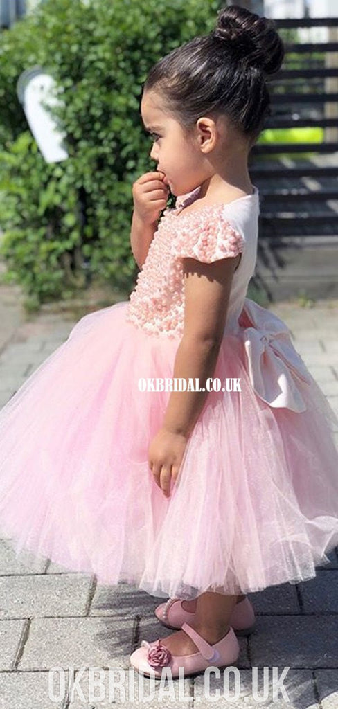 Cap Sleeve Beaded Tulle A-line Flower Girl Dress, FC2105