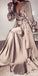 Charming A-line Long Sleeve Deep V-neck Long Prom Dress, FC2182