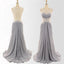 Charming Gray Ivory Formal Maxi Cheap Sleeveless Elegant Long Prom Dresses, WG222