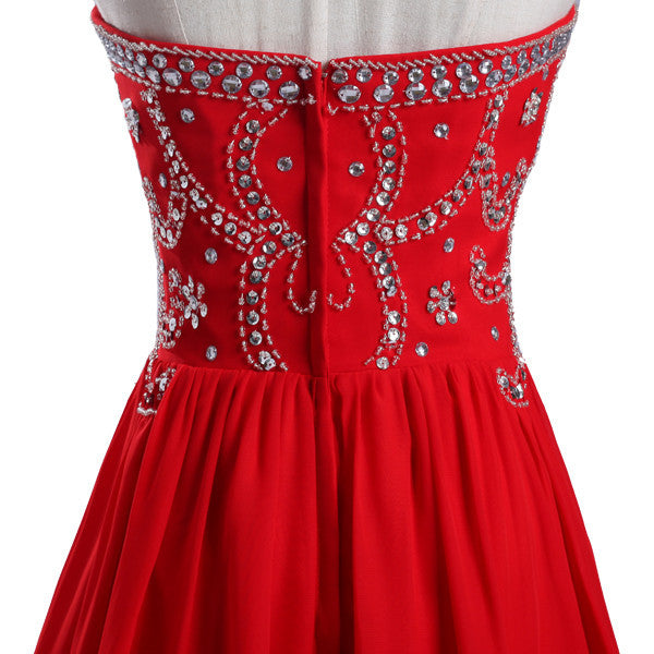 Elegant Red Chiffon Sweet Heart Formal A Line Cheap Simple Long Prom Dresses, WG230