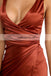 Sexy V-Neck Sleeveless Prom Dress, Charming Satin Slit Pleated Prom Dress, KX254