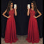 Red Cheap Formal A Line Modest Floor Length Chiffon Prom Dress, WG287