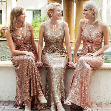 Mismatched Sequin Sexy Popular Cheap Long Wedding Party Bridesmaid Dresses, WG306