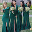 Unique Long Sleeves Sexy V Neck Mermaid Teal Green Cheap Long Bridesmaid Dresses, WG308