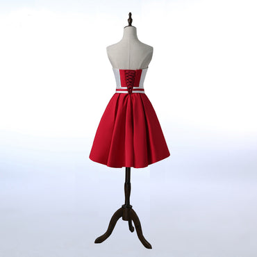 Short Homecoming Dress, Satin Homecoming Dress, Sweet Heart Homecoming Dress, Contrast Color Junior School Dress, Graduation Dress, Sleeveless Homecoming Dress, LB0314