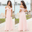 Spaghetti Straps Chiffon Bridesmaid Dress, Pink A-Line Bridesmaid Dress, KX333