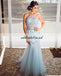 Halter Tulle Prom Dress, Backless Beaded Prom Dress, Mermaid Prom Dress, KX354