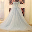 2017 High Quality Charming Blue Off the Shoulder Applique Lace Wedding Dresses with Long Train,220038