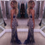 Spaghetti Straps Prom Dress, Sexy V-Neck Prom Dress, Mermaid Lace Prom Dress, KX384