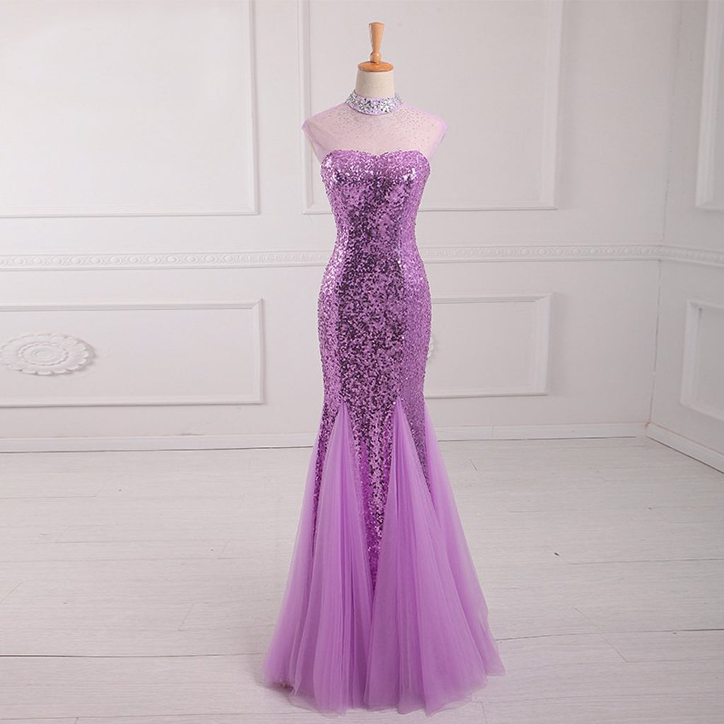 Long Prom Dresses, Sequin Prom Dresses, Sleeveless Prom Dresses, Halter Evening Dresses, Mermaid Prom Dresses , Floor-Length Prom Dress, Tulle Party Dress, LB0398